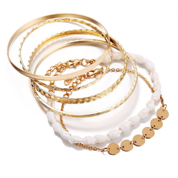 **ANNIA* 6-Pc Gold x White Fashion Bracelet Set - Picture 3 of 6